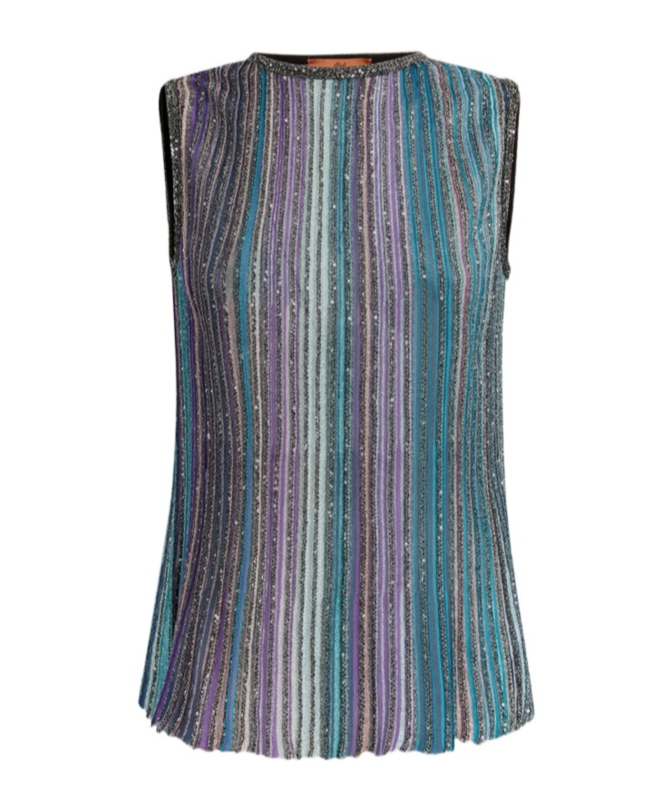 Shop Missoni Sequinned Pleated Top In Gray