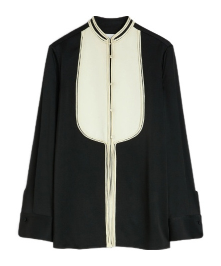 Jil Sander Oversized Two-tone Piped Crepe Shirt In Black