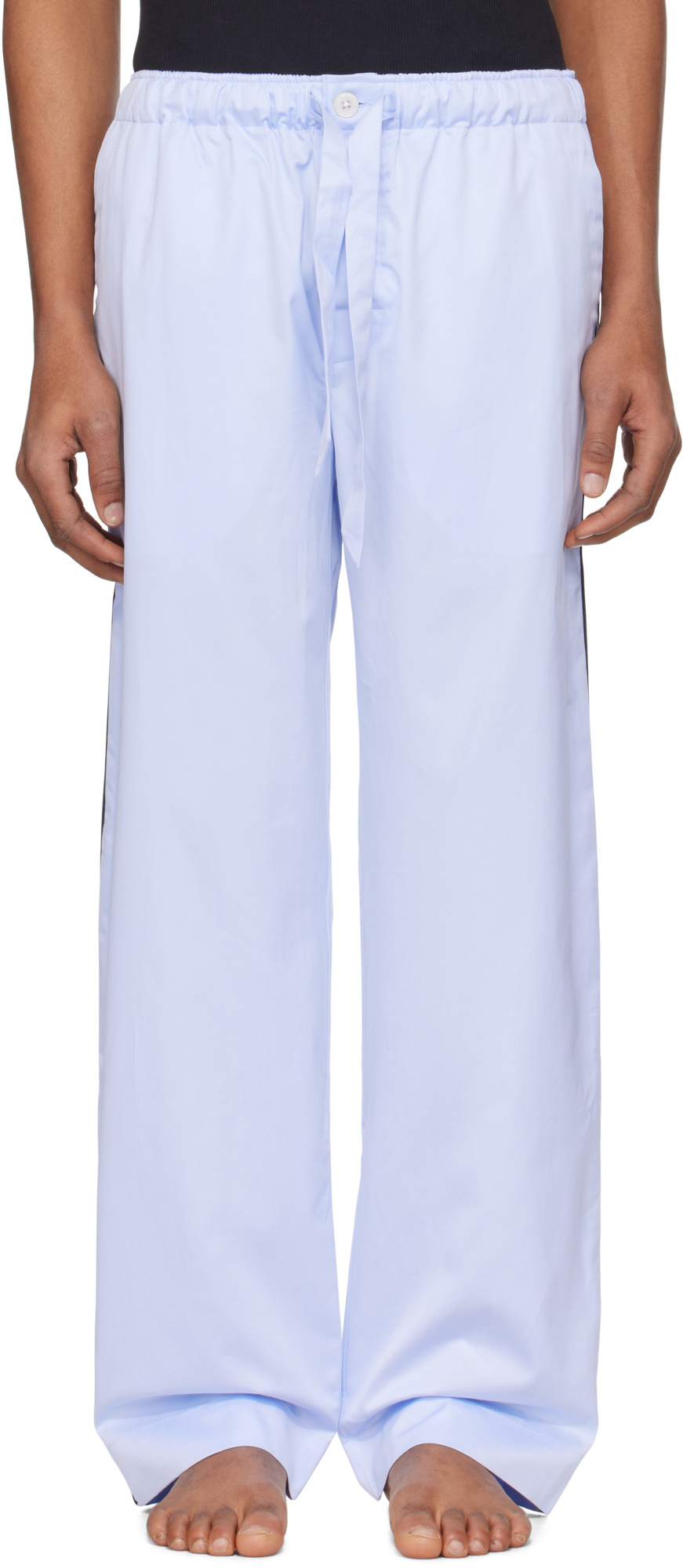 Tekla Blue Sateen Pyjama Pants In Blue