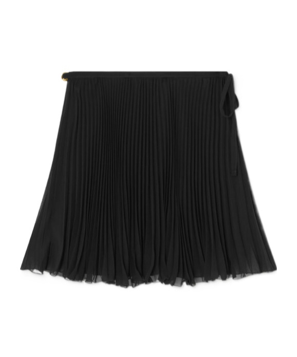 Versace Safety Pin Cover-up Pleated Skirt In Black