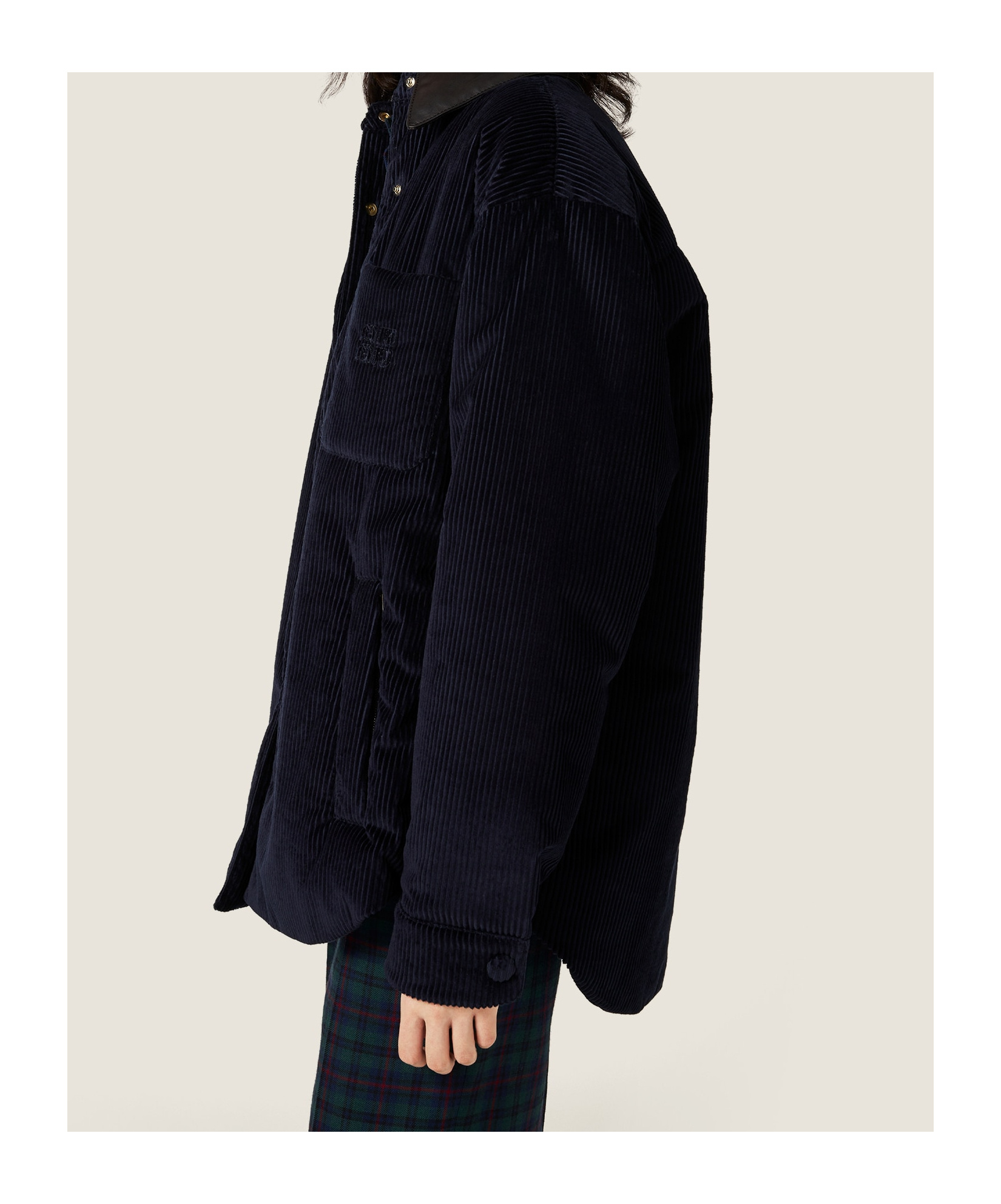 Miu Miu Corduroy Down Jacket In Blue