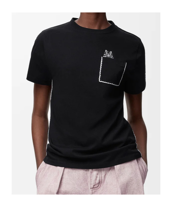 Loewe Anagram Embroidered Crewneck T-shirt In Black