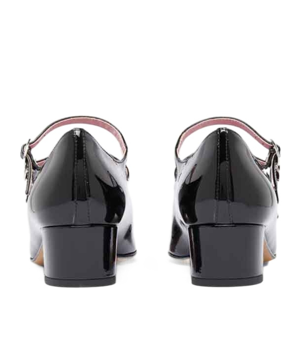 Carel Paris Kina' Black Mary Janes With Straps And Block Heel In Patent Leather