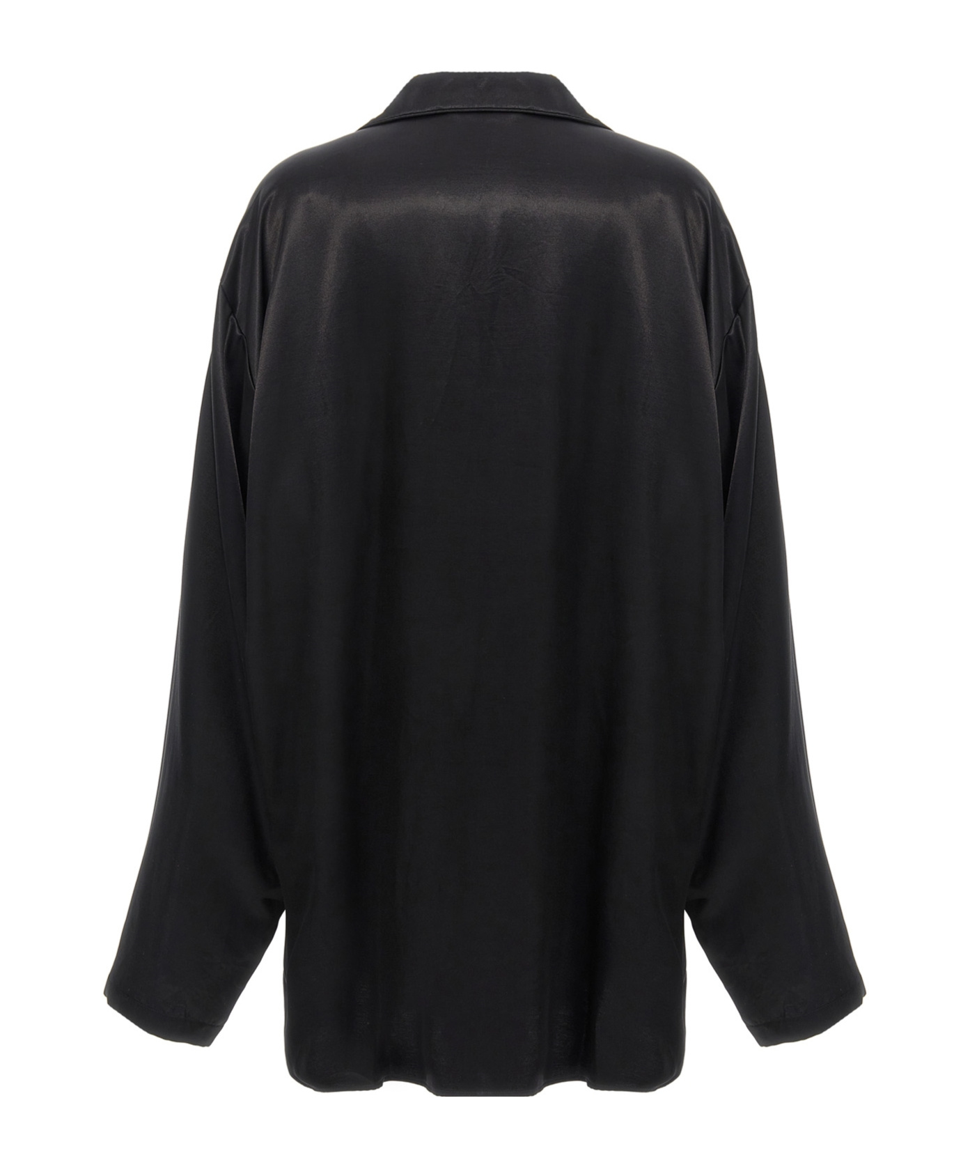 Balenciaga Shirt Embroidery Chest Pocket Long Sleeves In Black