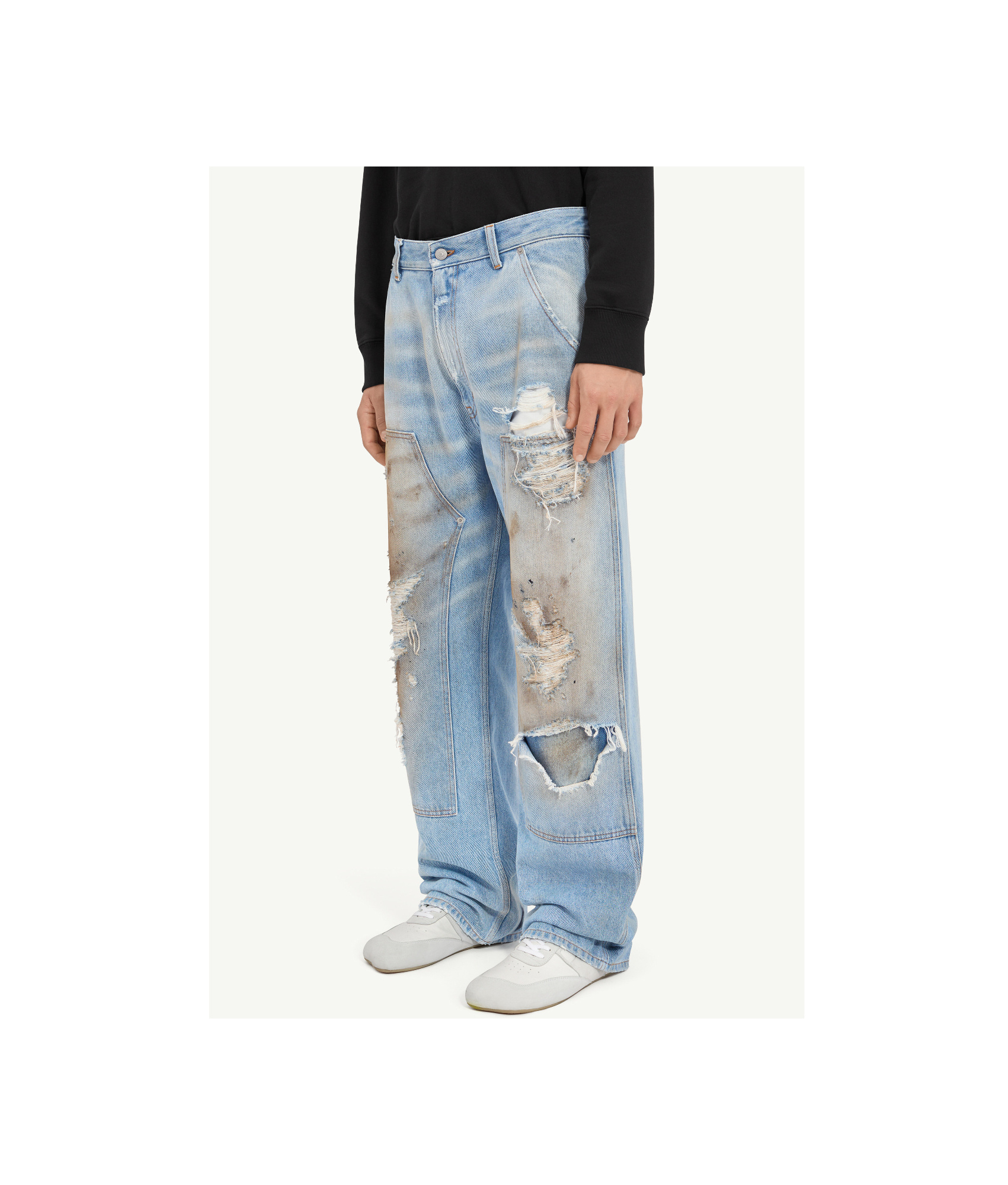 Mm6 Maison Margiela Mm6 By Maison Margiela Relaxed Fit High-waisted Distressed Jeans In Blue