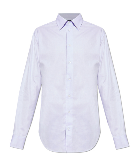 Emporio Armani Long-sleeved Button-down Shirt In Blue