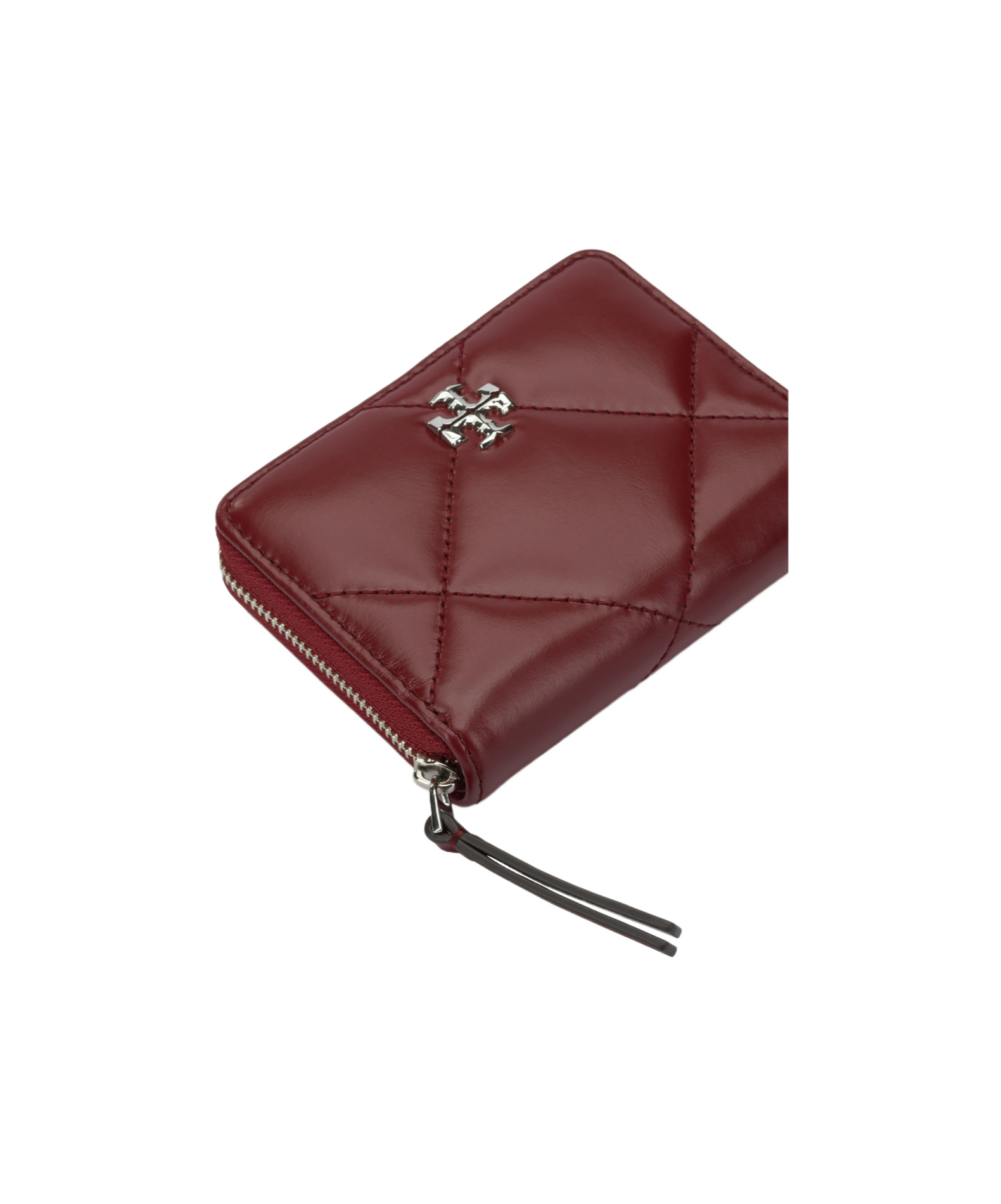 Tory Burch Small Kira Quilted Leather Zip-around Wallet In Red