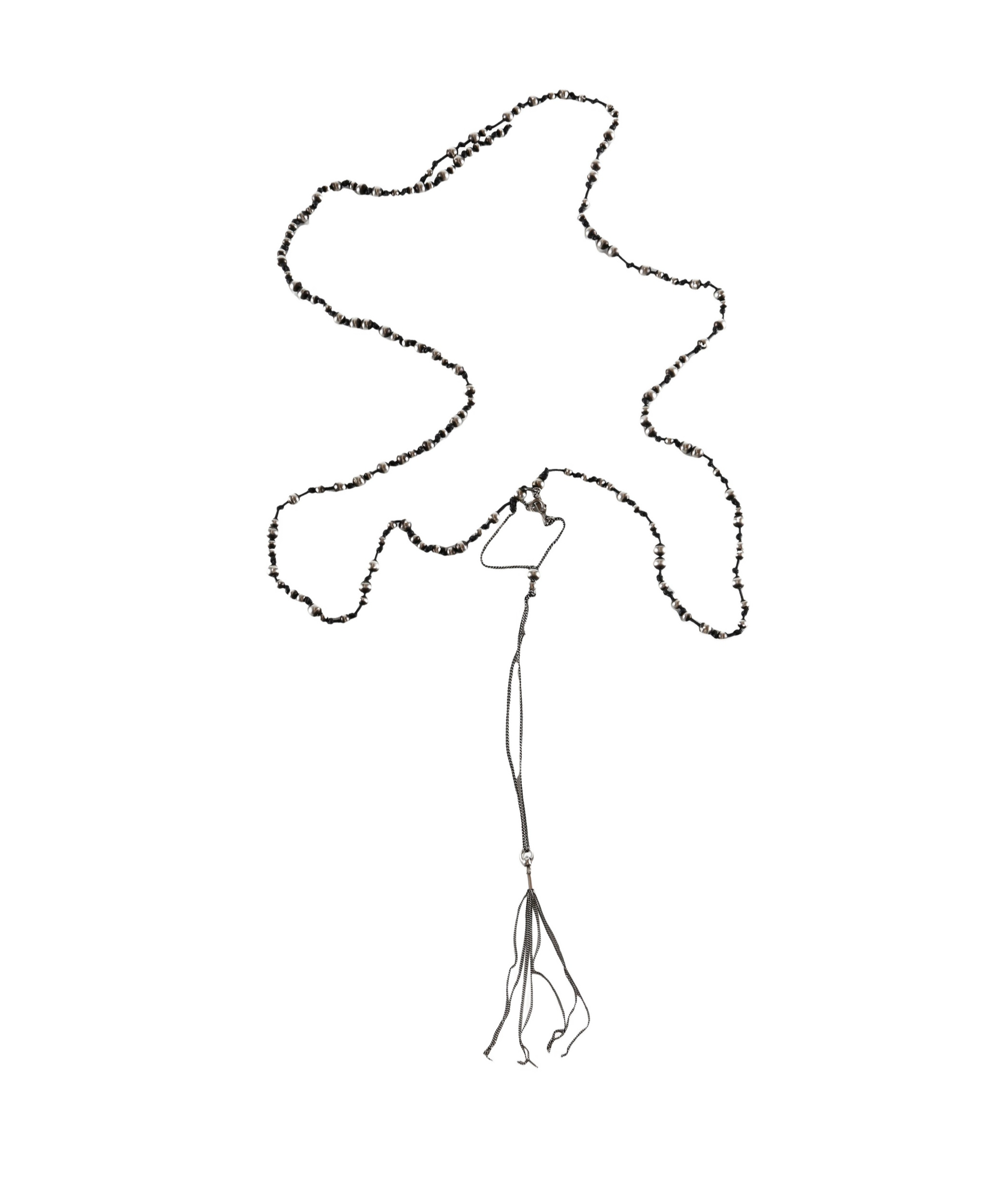 Ann Demeulemeester Pia Long Pearls And Chain Necklace In Metallic