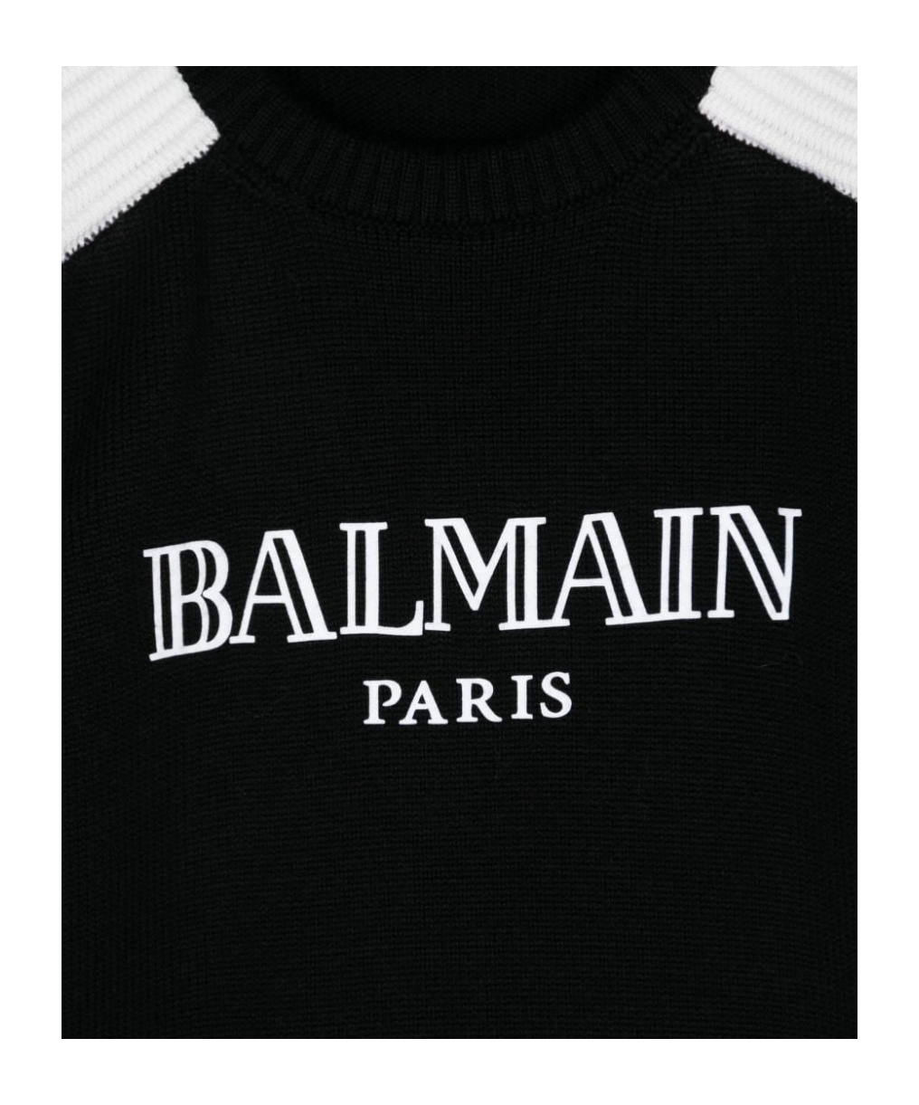 BALMAIN FLOCKED-LOGO COTTON JUMPER
