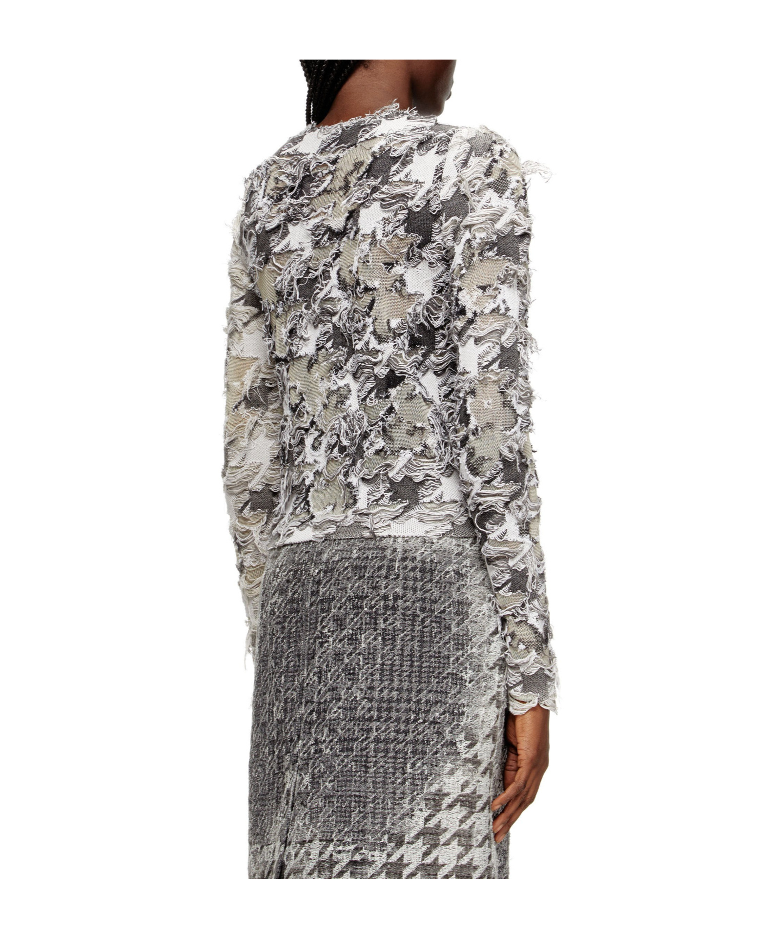 Diesel Devoré-houndstooth-jacquard Cardigan In Neutral