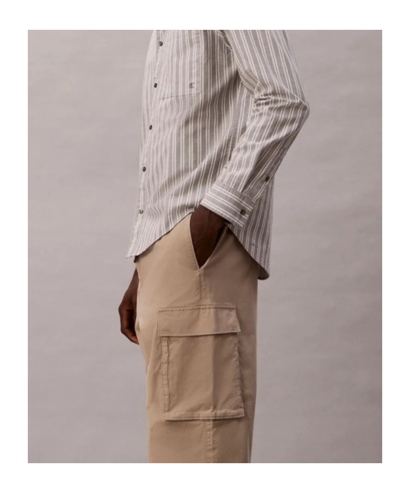 Calvin Klein Jeans Est.1978 Straight Cotton Cargo Pants In Brown