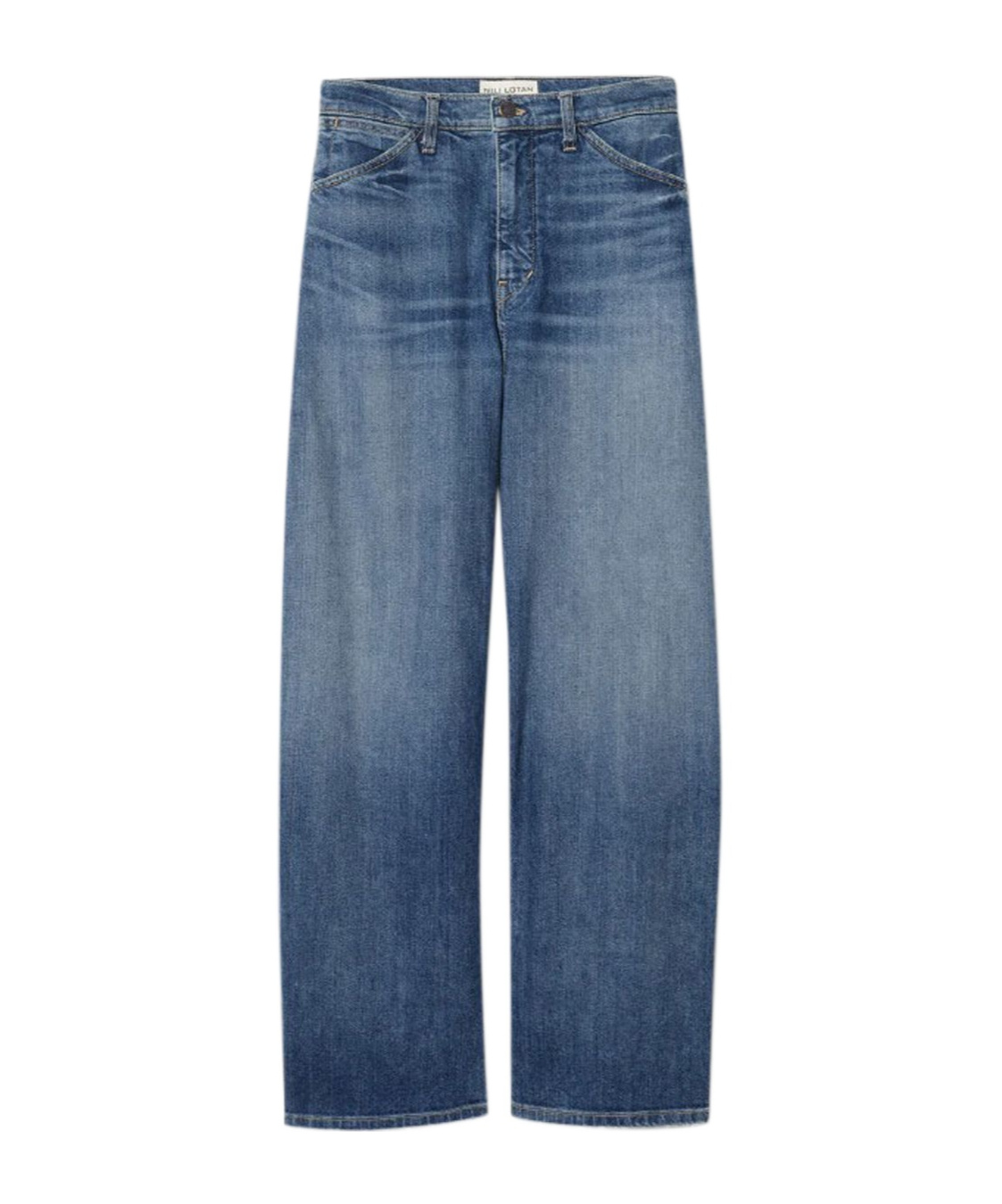 Nili Lotan Belt-lined Denim Trousers In Blue