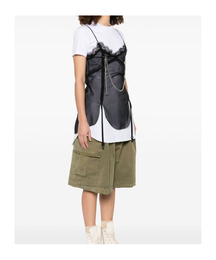 Dsquared2 Pierced Apron Layered Effect Mini Dress In White