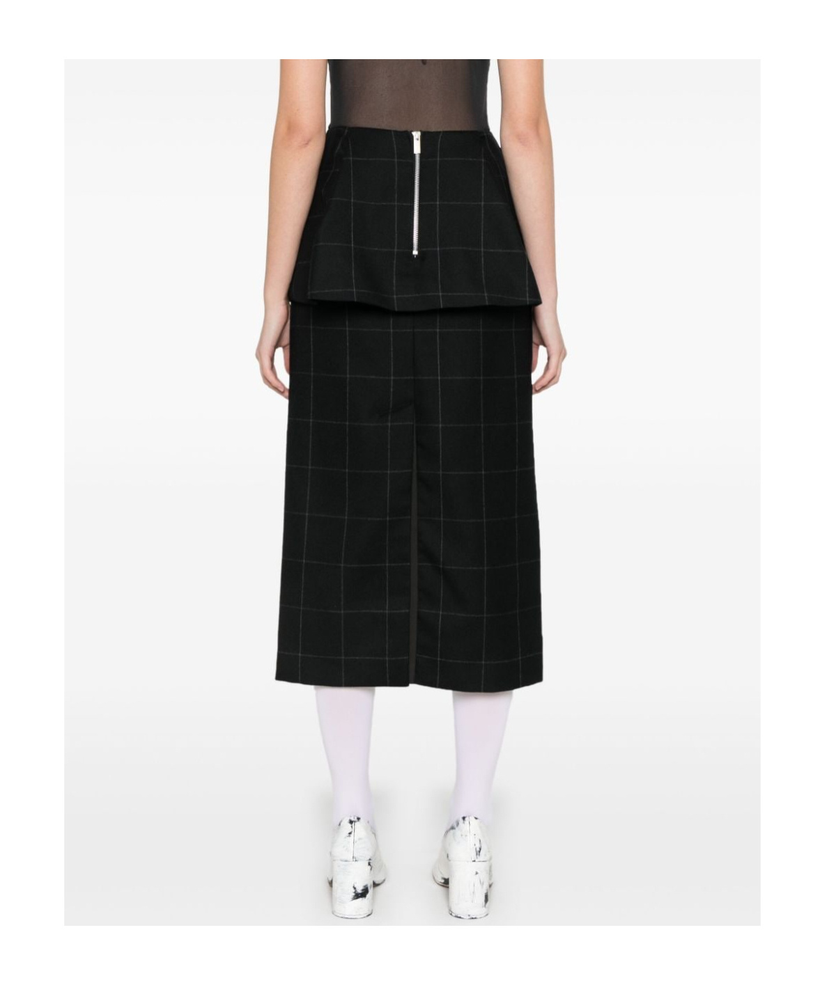 Sacai Checked Skirt In Black