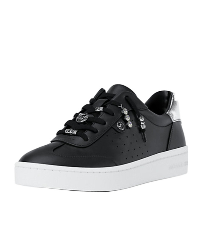 Michael Kors Scotty Embellished Leather Sneaker In Black