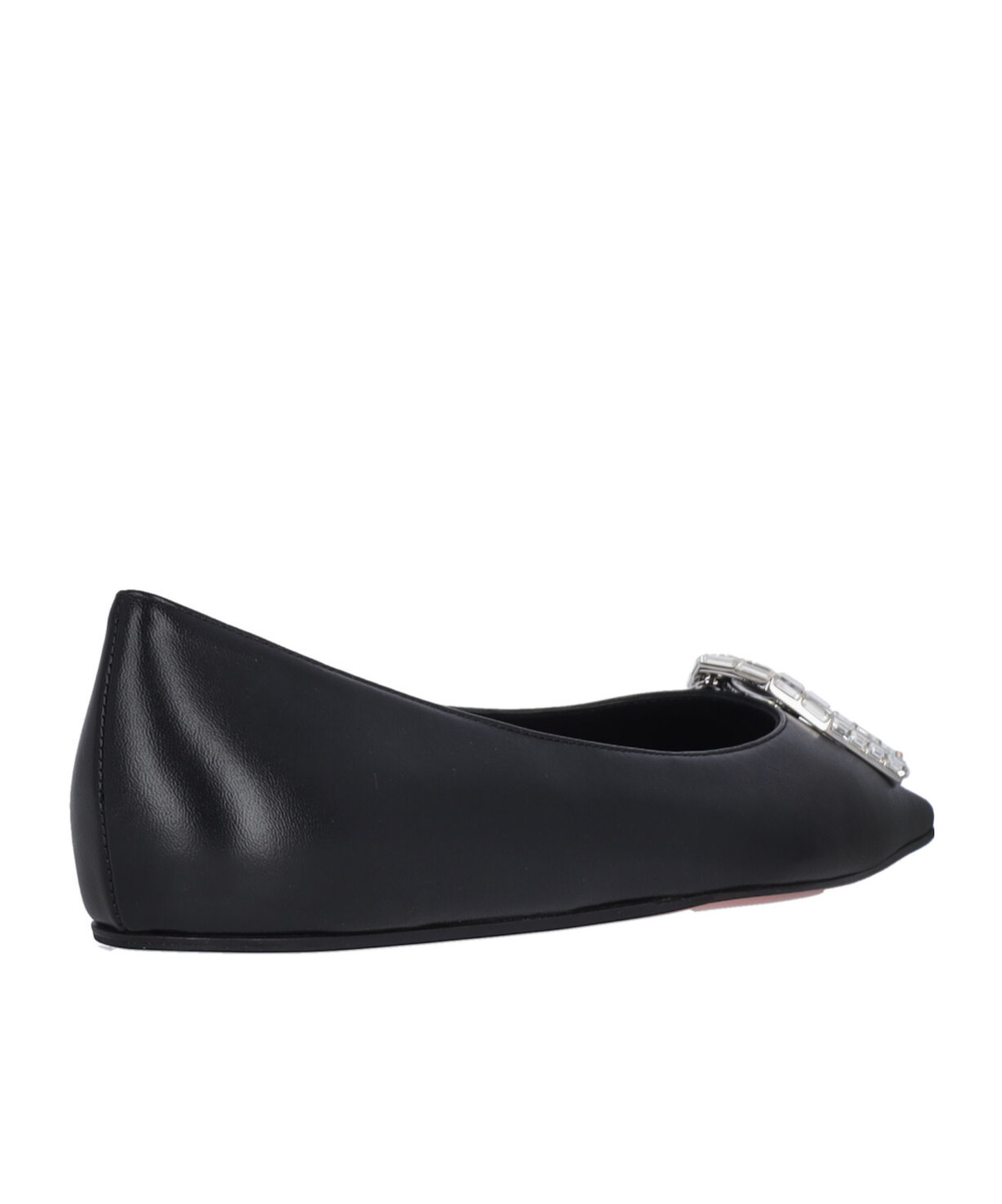 Shop Amina Muaddi Pointed Flat Shoes In Black