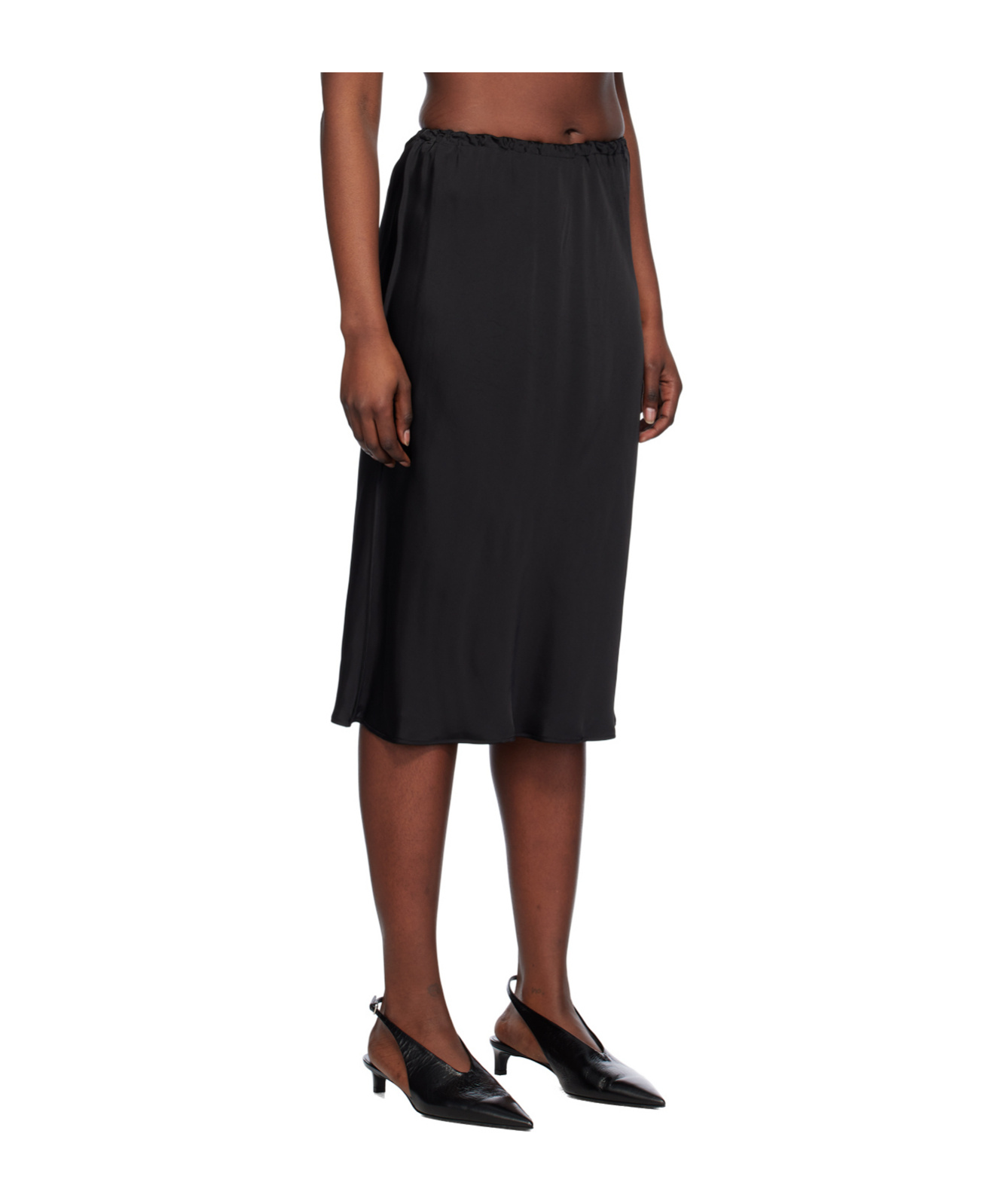 Jil Sander High Waist Pleated Skirt In Black