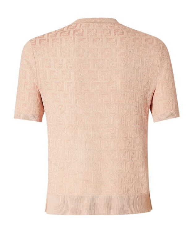 FENDI PINK FF COTTON AND VISCOSE SWEATER