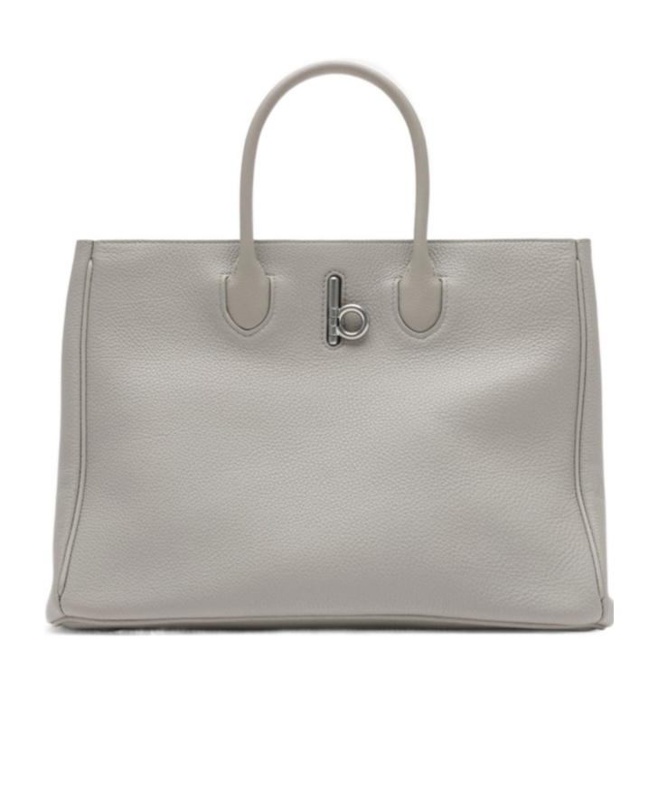 Burberry Structured Grey Bag With Textured Finish In Gray