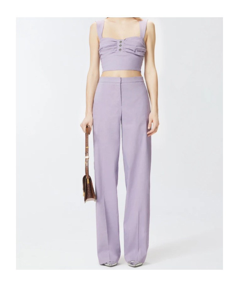 Pinko Woven Palazzo Pants In Purple