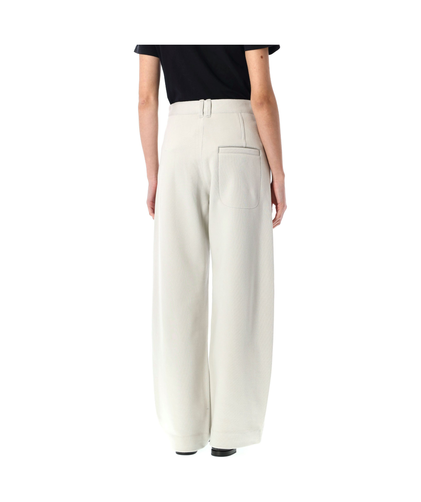Low Classic Tapered Light Grey Jersey Cocoon Fit Pants With Hidden Fly In Light Gray