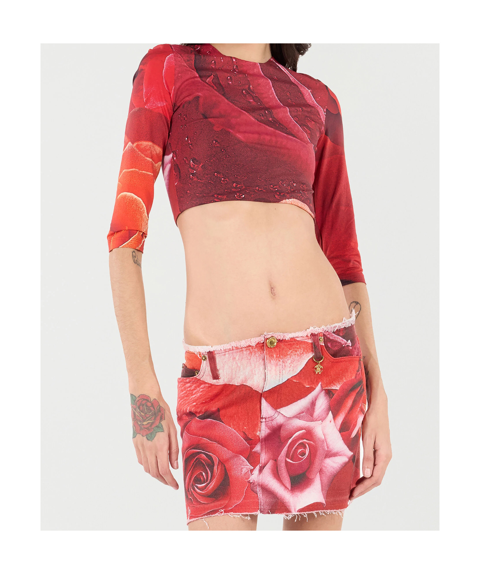 ROBERTO CAVALLI ROSE-PRINT T-SHIRT