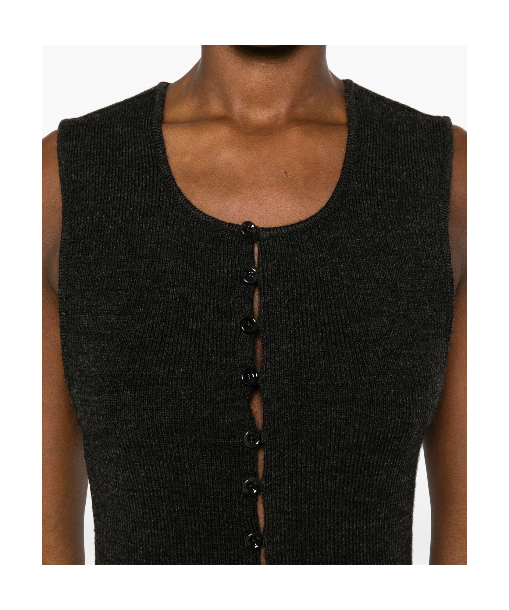 Lemaire Sleeveless Knitted Cardigan In Black