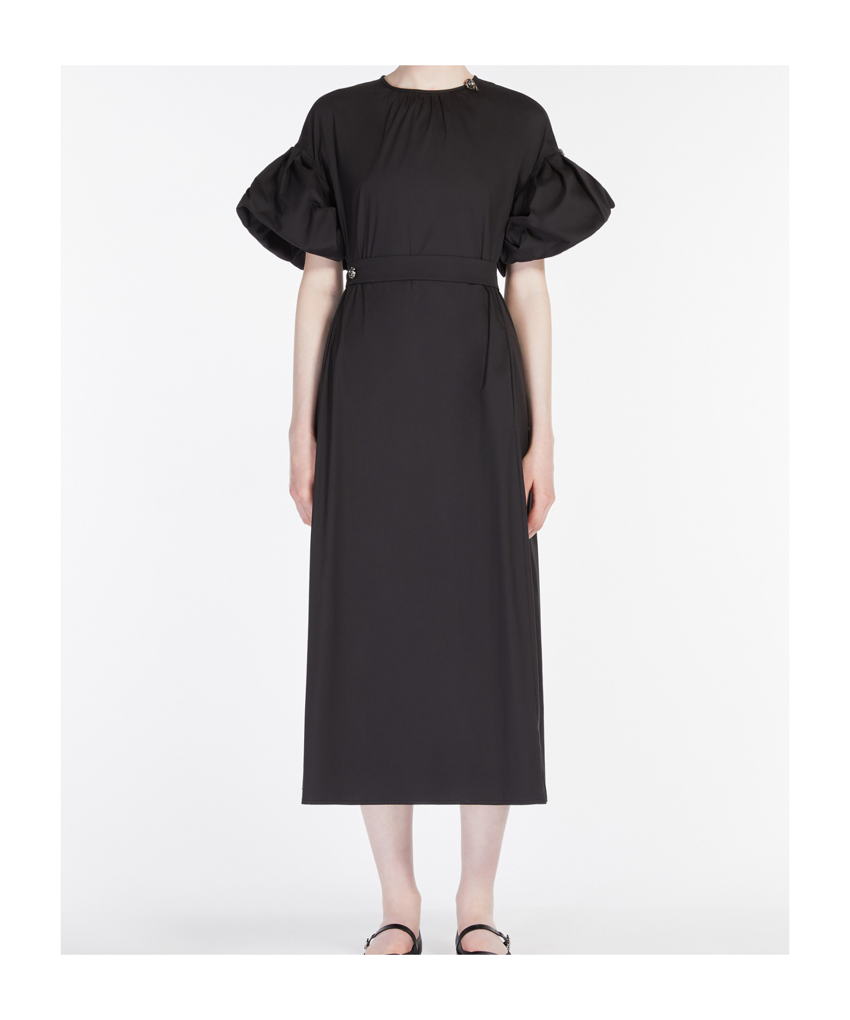 Max Mara Round Neck Short Sleeve Dress In Black