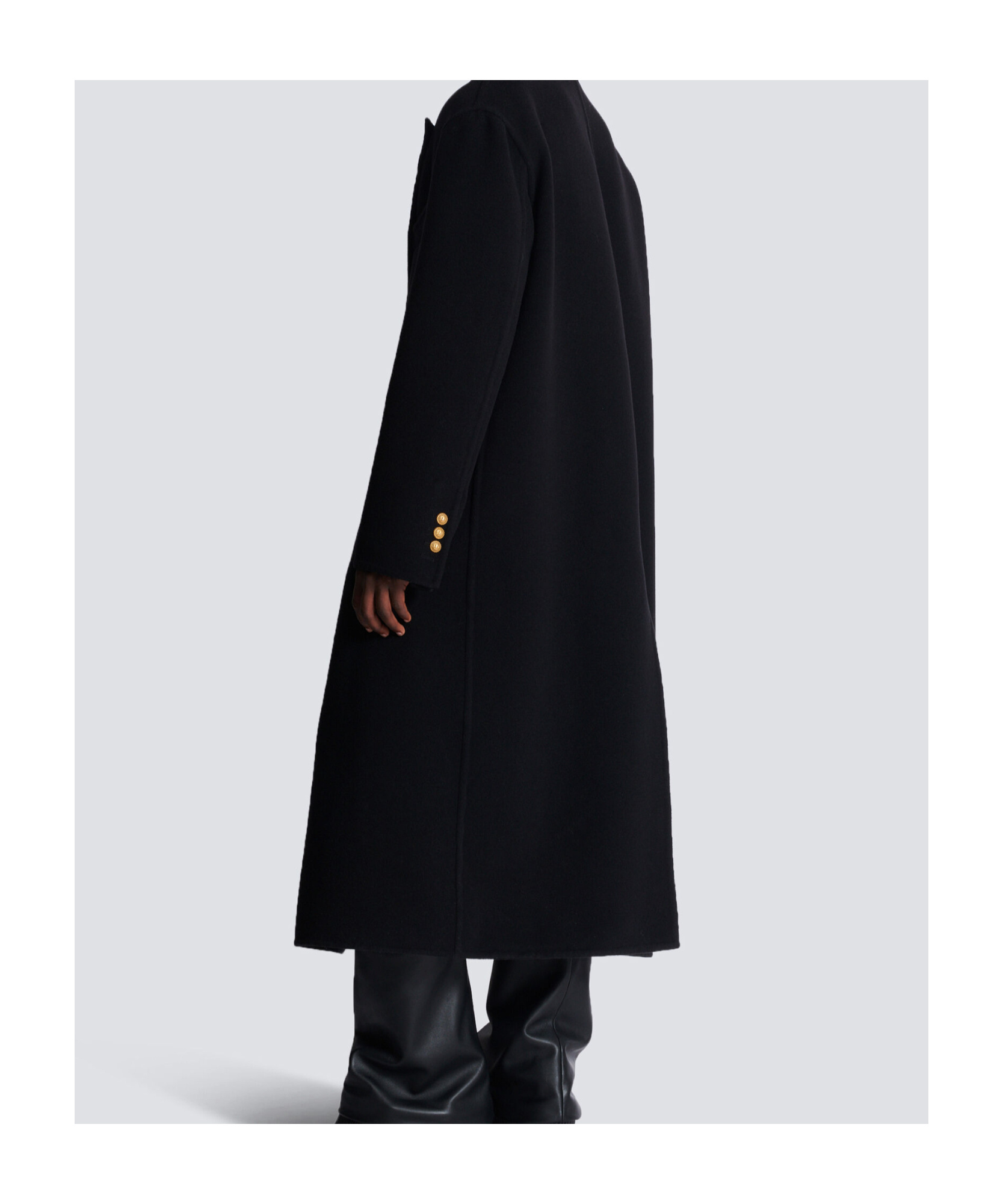 BALMAIN LONG COAT IN DOUBLE-FACED WOOL