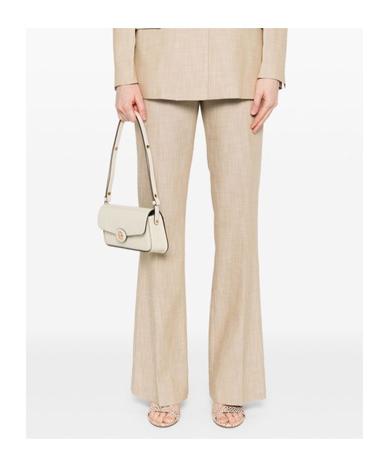 Pinko Flared Trousers With Front Button In Neutral