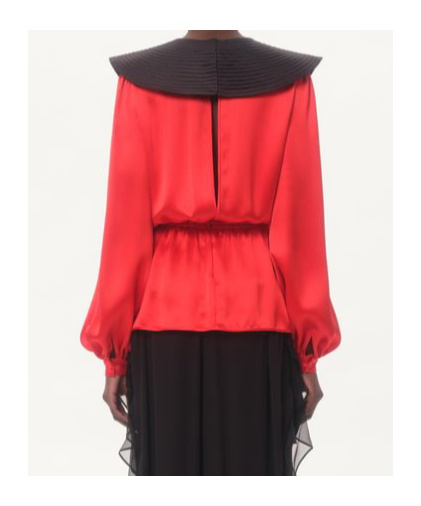 Shop Valentino Double Satin Top In Bright Orange/black