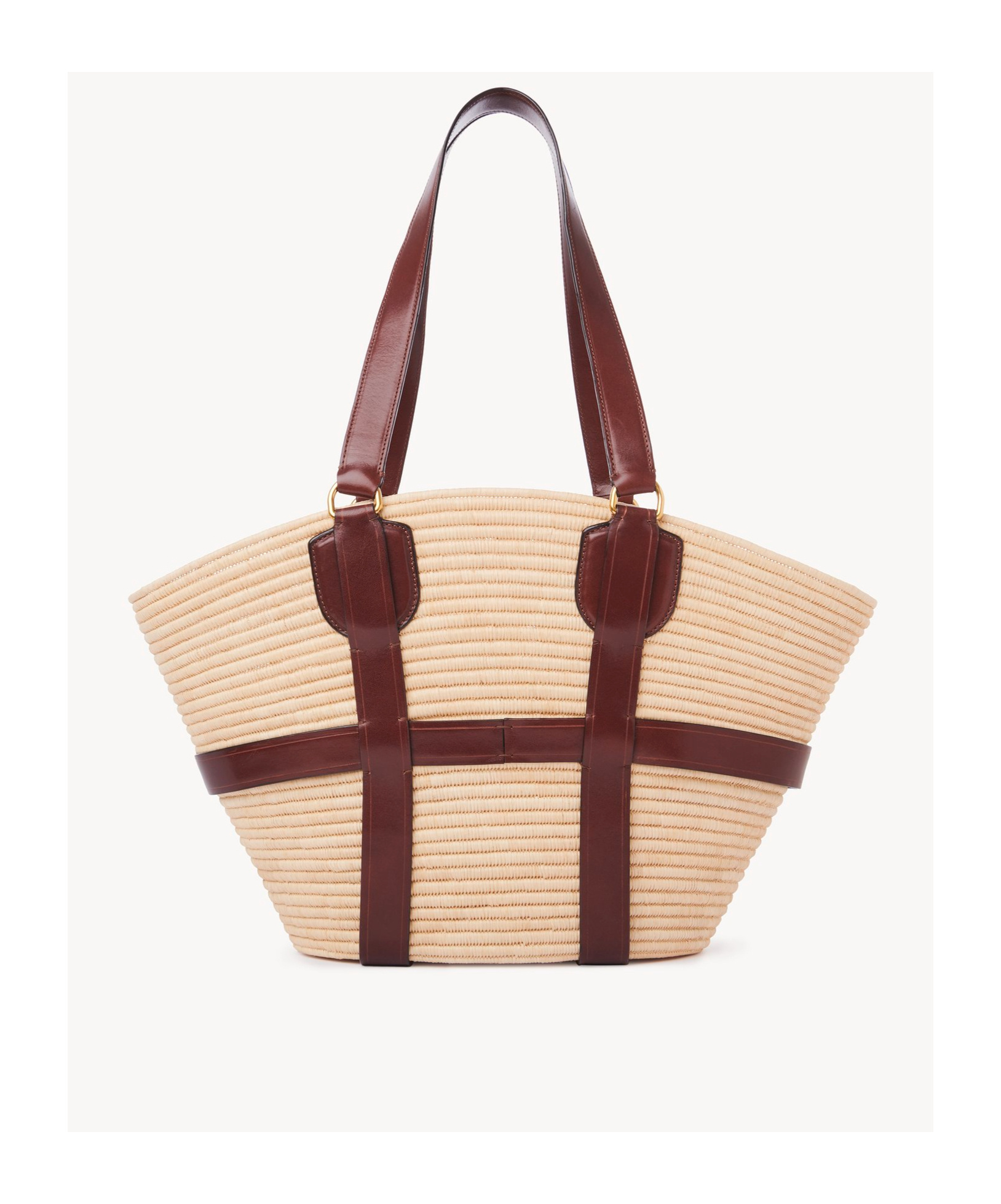 Chloé Kerala Large Basket Tote Bag In Fabric And Leather In Nude