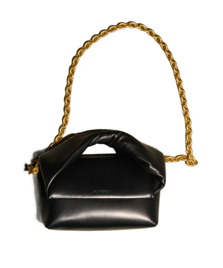 Jw Anderson Shoulder Bag Chain Strap Fold Over Flap In Black
