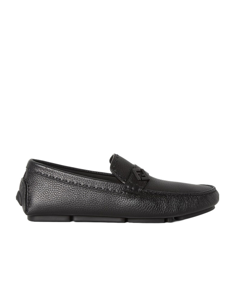 Fendi Ff Metal Driving Loafers In Black