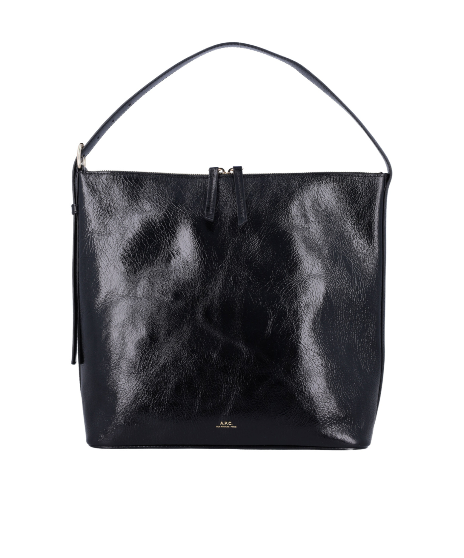 Apc A.p.c. Spacious Black Leather Vera Maxi Bag In Black