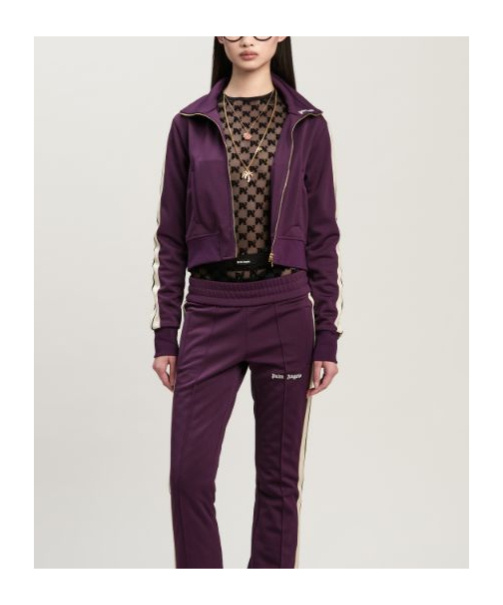 Palm Angels Purple Classic Logo Cropped Sweatshirt In Red