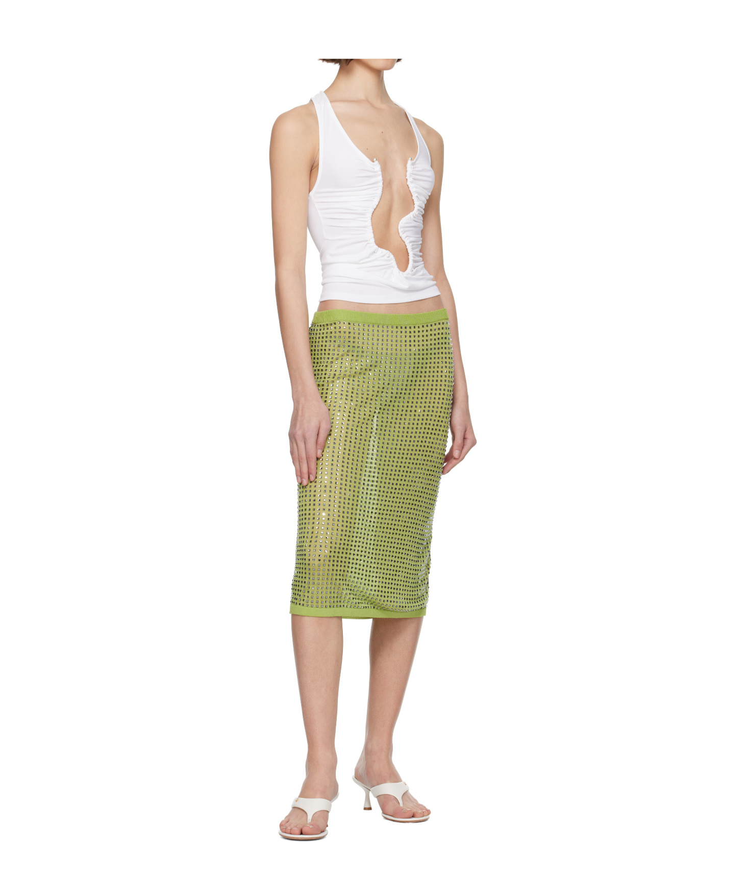 Christopher Esber Green Cirrus Straight Midi Skirt In Green