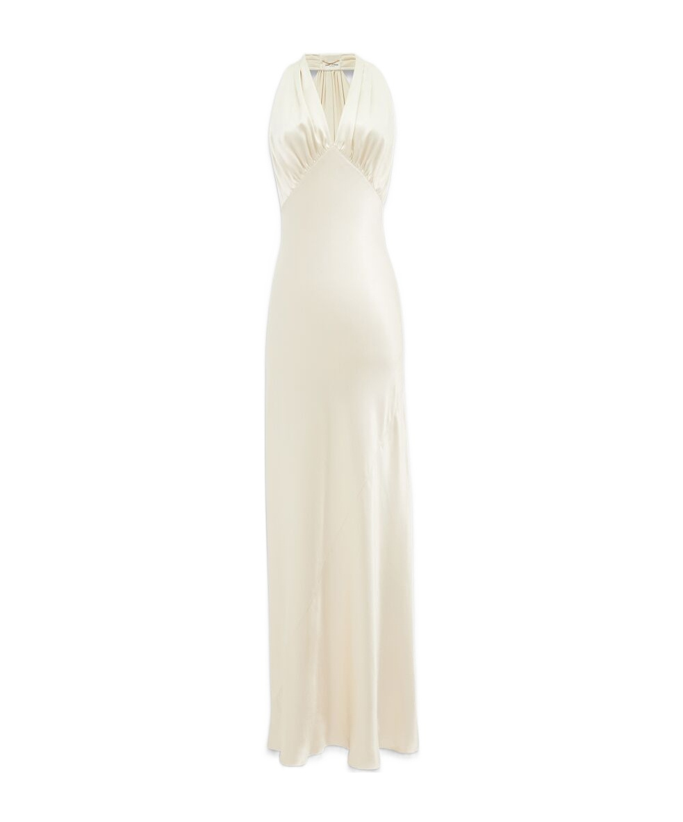 Saint Laurent Satin Suspender Dress In White
