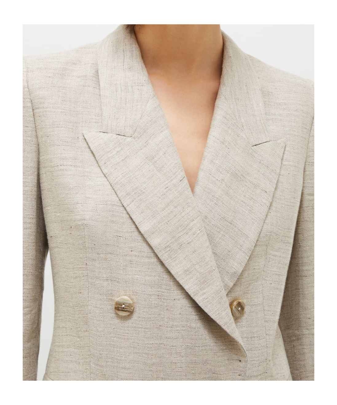 Marella Double-breasted Linen Blazer In Melange Grey