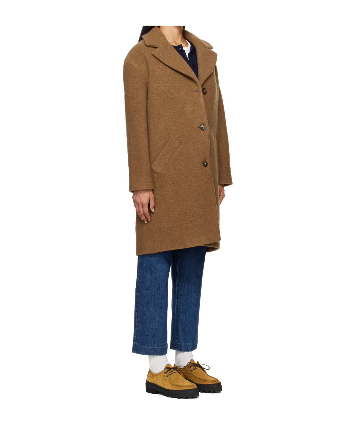 Apc Brown Ninon Coat In Brown