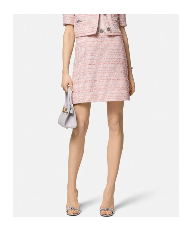 Versace Pink Ribbed Blend Skirt In Pink