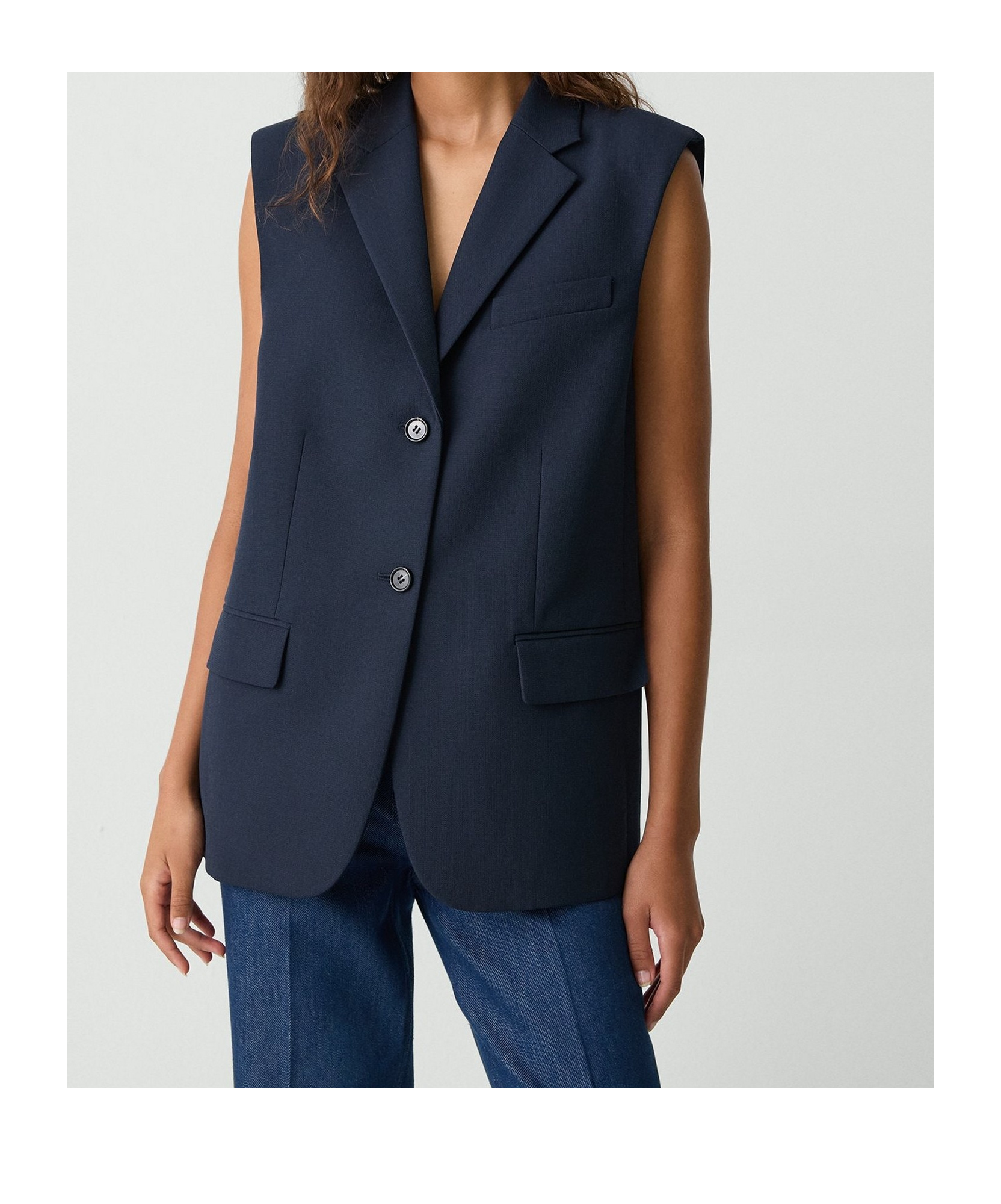 Theory Oversized Vest In Wool-blend In Blue