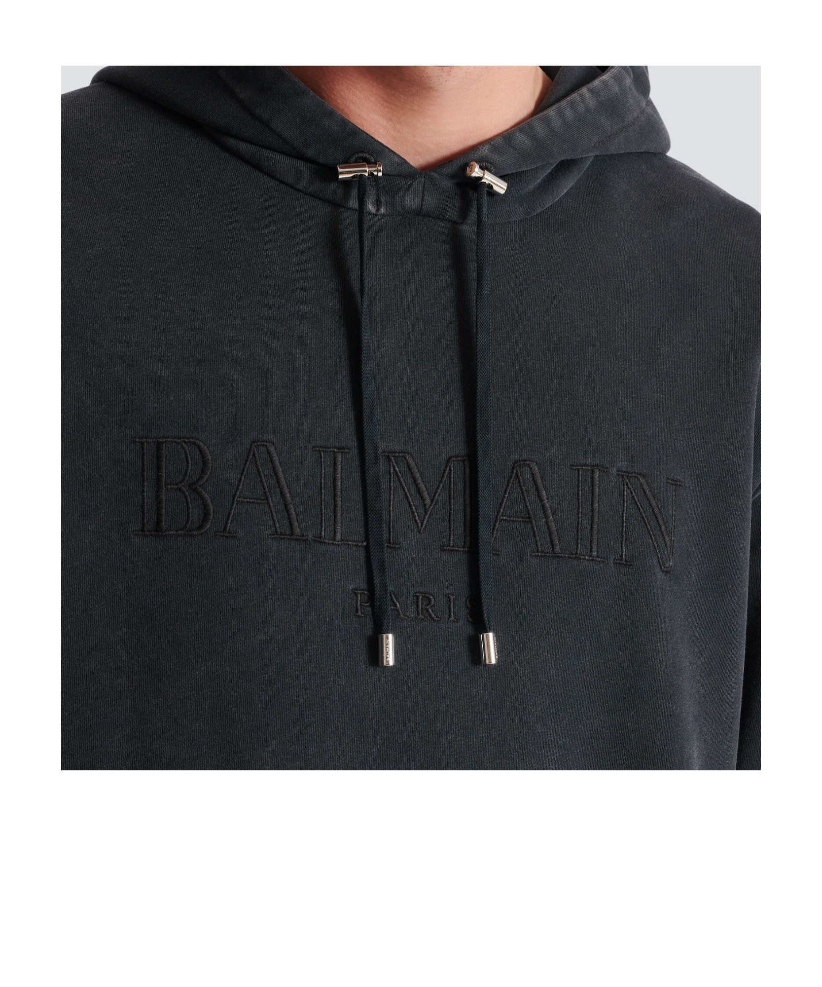 Balmain Logo-embroidered Cotton-jersey Hoodie In Black