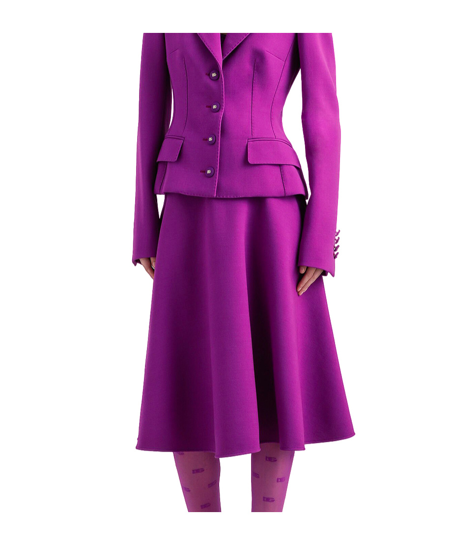 Dolce & Gabbana Wool Midi Skirt In Purple
