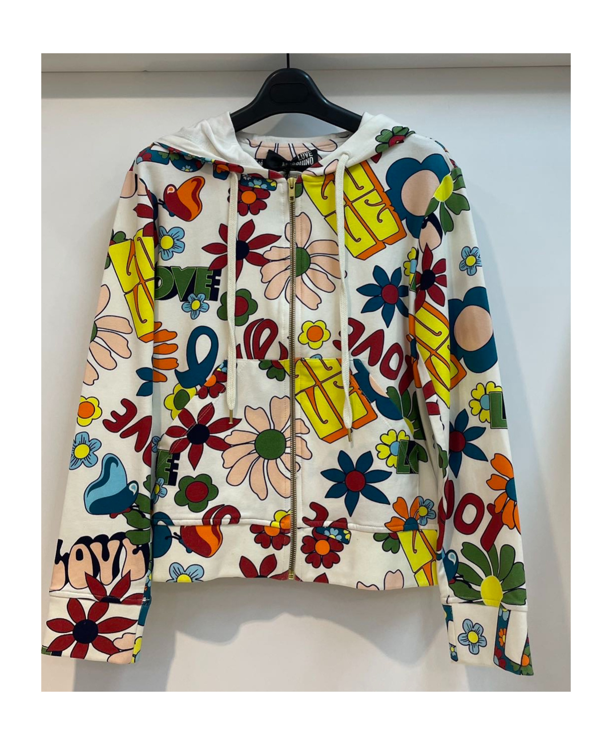 Moschino Printed Zipper Sweater In Multicolor