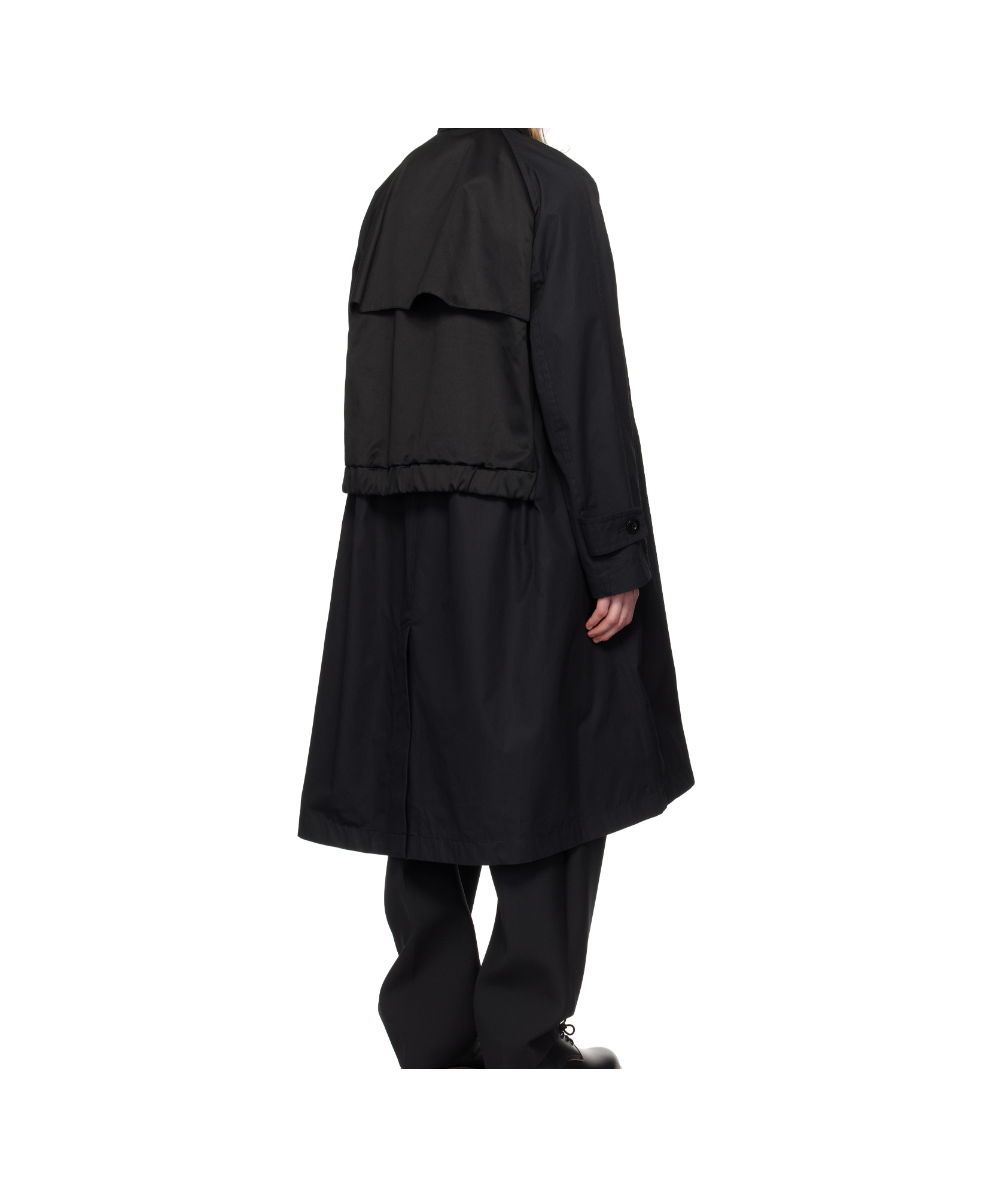 Sacai Black Cotton Chino X Gabardine Coat In Black