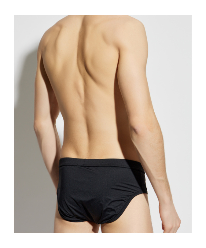 Shop Balmain Logo-embroidered Swim Briefs In Black
