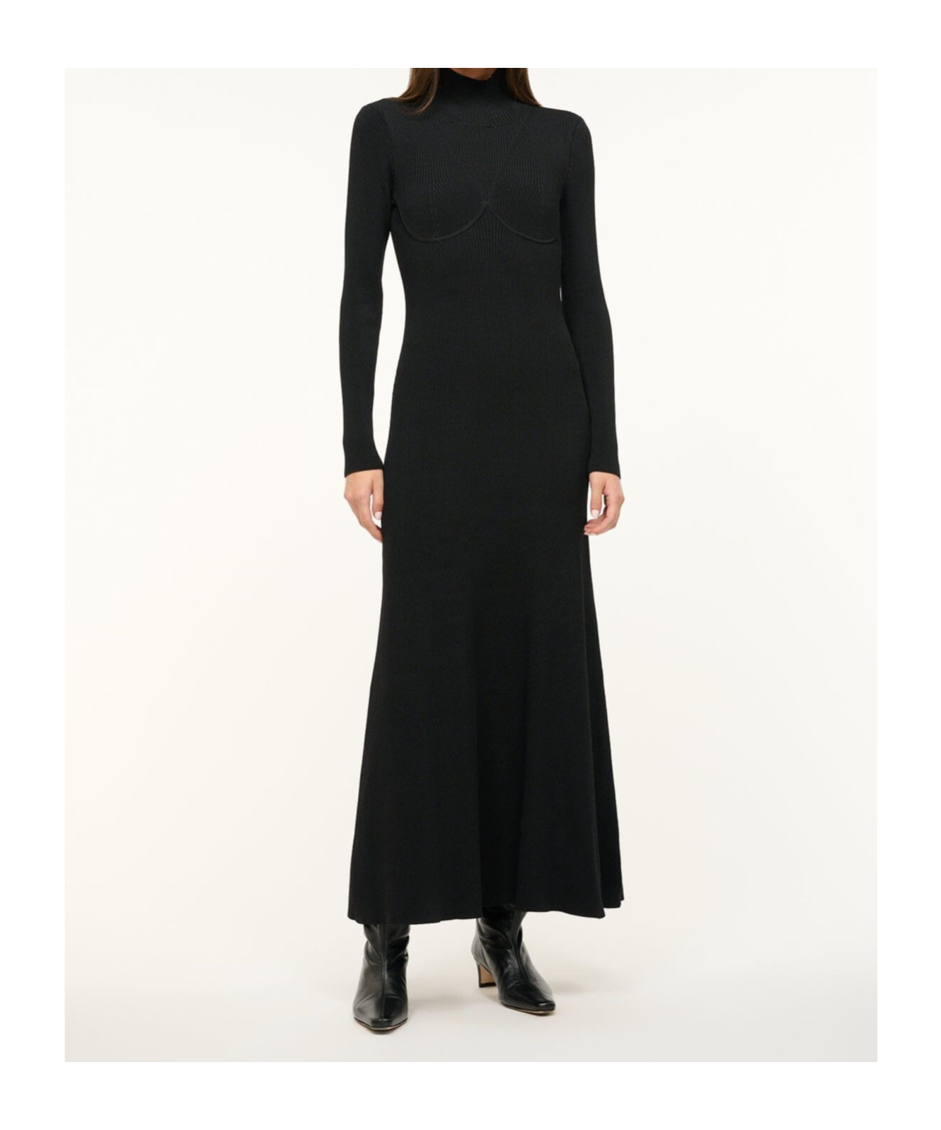 Staud Long-sleeved Dress In Black