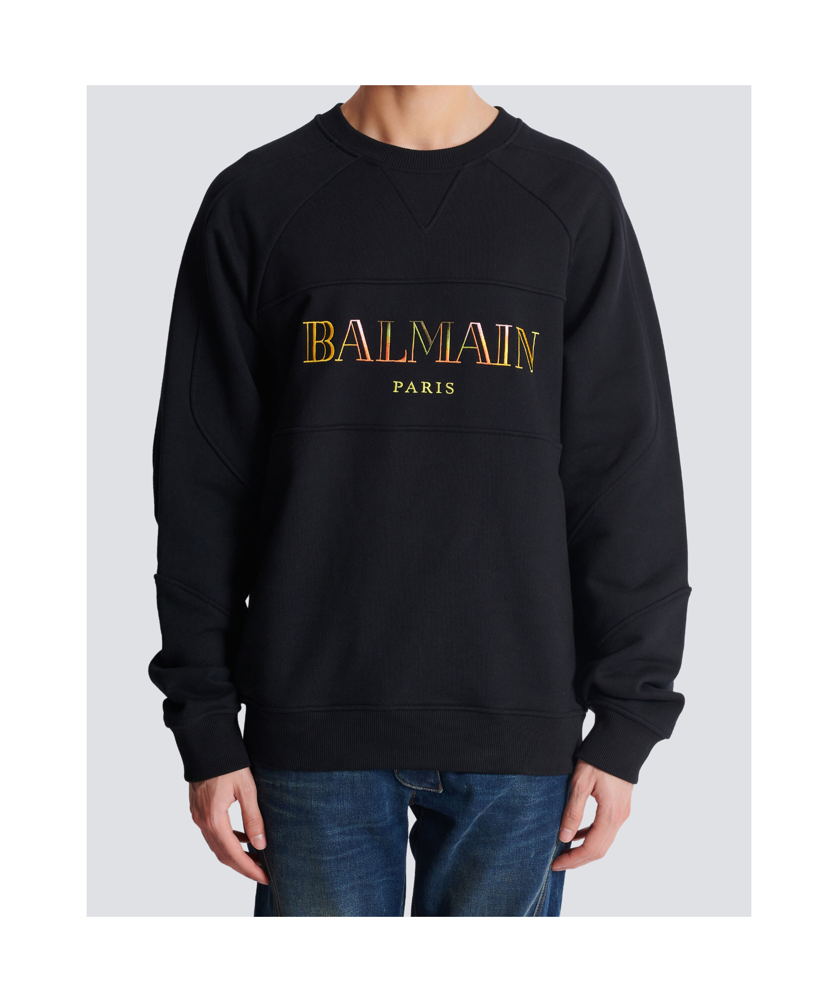 Balmain Logo Cotton Sweatshirt In Black