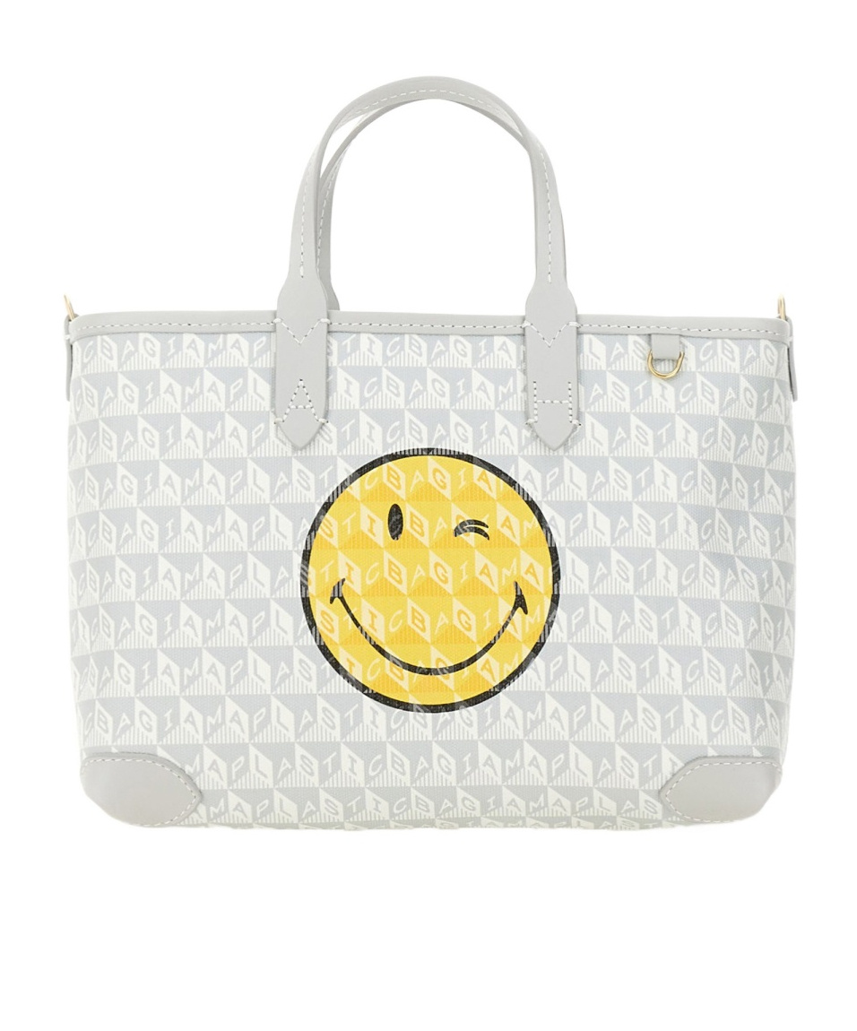 Anya Hindmarch Printed Canvas Xs I Am A Plastic Bag Handbag In White